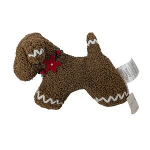 Pottery Barn Ginger Spice The Dog Shaped Pillow Plush Holiday Decor NWT